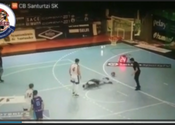 A basketball player in Spain (Oscar Cabrera) collapses due to suspected heart attack according to online reports.