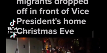 Three busloads of irregular inmigranst dropped to kamala harris home on christmas Eve.